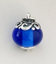 James Avery Retired 3D Gentle Wave Blue 💙 Glass Finial Charm - New!