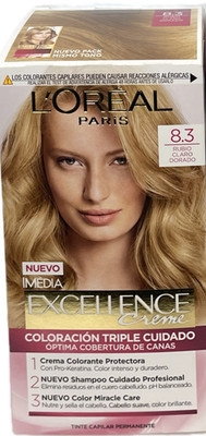 L'Oreal Excellence Crème #8.3 Light Golden Blonde (RUBIO CLARO DORADO) Hair Dye