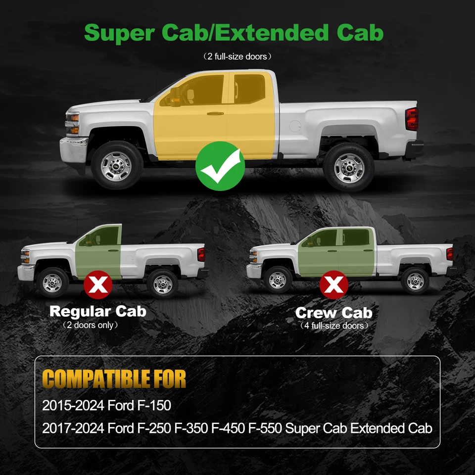 New Side Steps For 2017-2025 Ford F-250 F-350 F-450 F-550 Super Cab/Extended Cab - Image 4 of 4