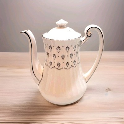 Paragon Regency Print Kaffeekanne Bone China England Silber Weiß