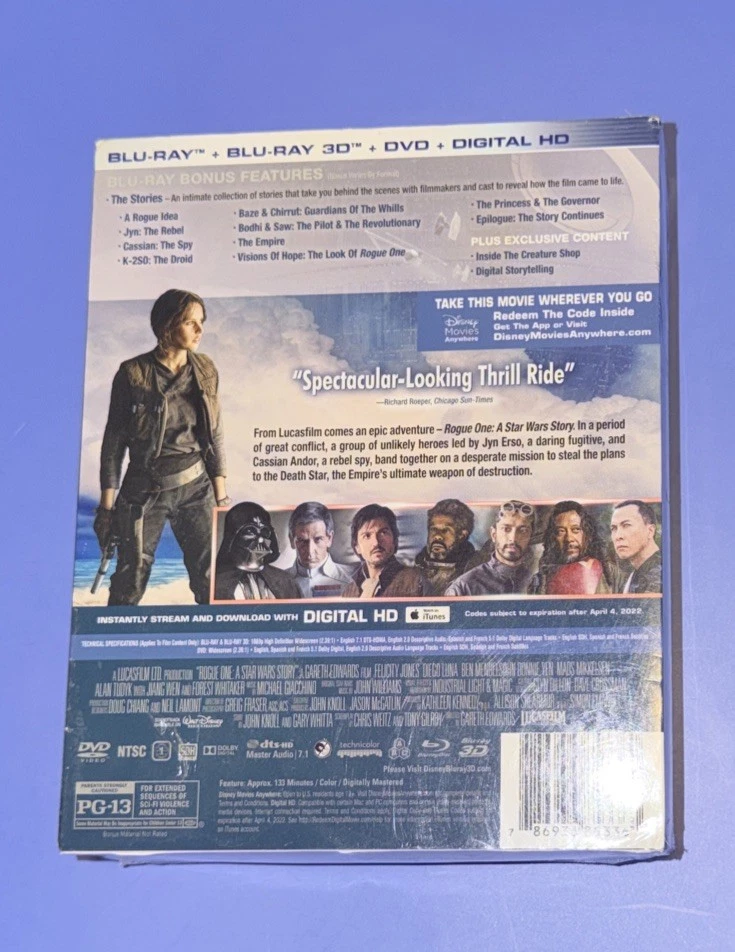 Rogue One: A Star Wars Story (Blu-Ray 3D) Collectible Packaging - Sealed — 第 2/4 张图片