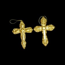 Vintage Ornate Gold Color Cross Christmas Ornament