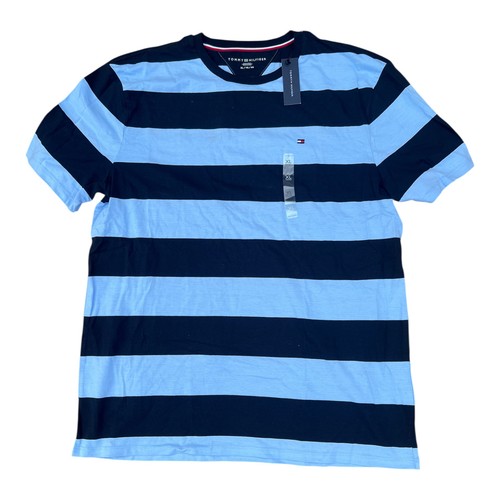 Tommy Hilfiger Herren Shirt T-Shirt Rundhals blau gestreift Größe XL