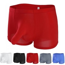 Comfortable Solid Color Men's Boxer Briefs made of Breathable Ice Silk Fabric