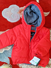 NWT BABY 18 MONTHS LONDON FOG PUFFER HOODED FLEECE LINED WINTER JACKET RED
