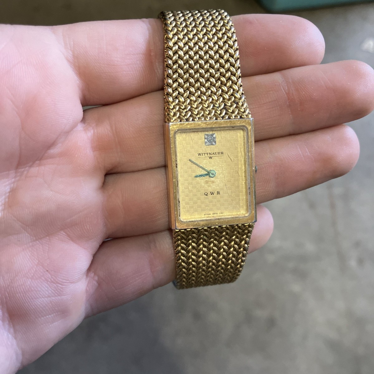Vintage Wittnauer Swiss Quartz Rectangular Gold Tone Watch