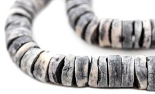 Grey Bone Disk Beads 16-18mm Kenya African Large Hole 30 Inch Strand Handmade