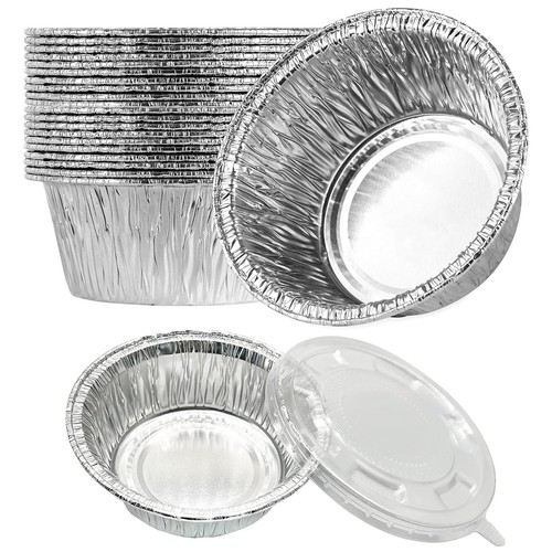 4.7inch Disposable Aluminum Foil Pans with Lids - Pack of 20, Perfect for Bak...
