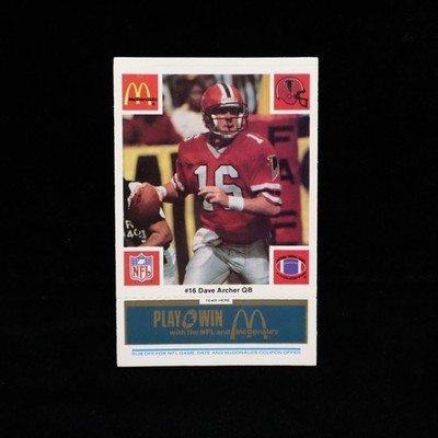 1986 Dave Archer   Atlanta Falcons McDonald's ''BLUE'' Game Card #16