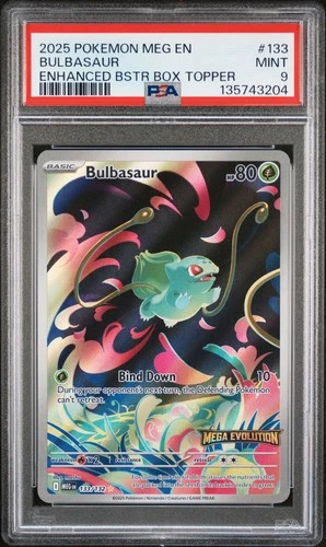 2025 POKEMON MEG EN-MEGA EVOLUTION ENHANCED BOOSTER BOX TOPPER BULBASAUR PSA 9