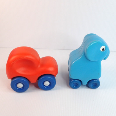 Little Tikes My First Wheels Car & Elephant Chunky Toddler Toy Orange Vintage