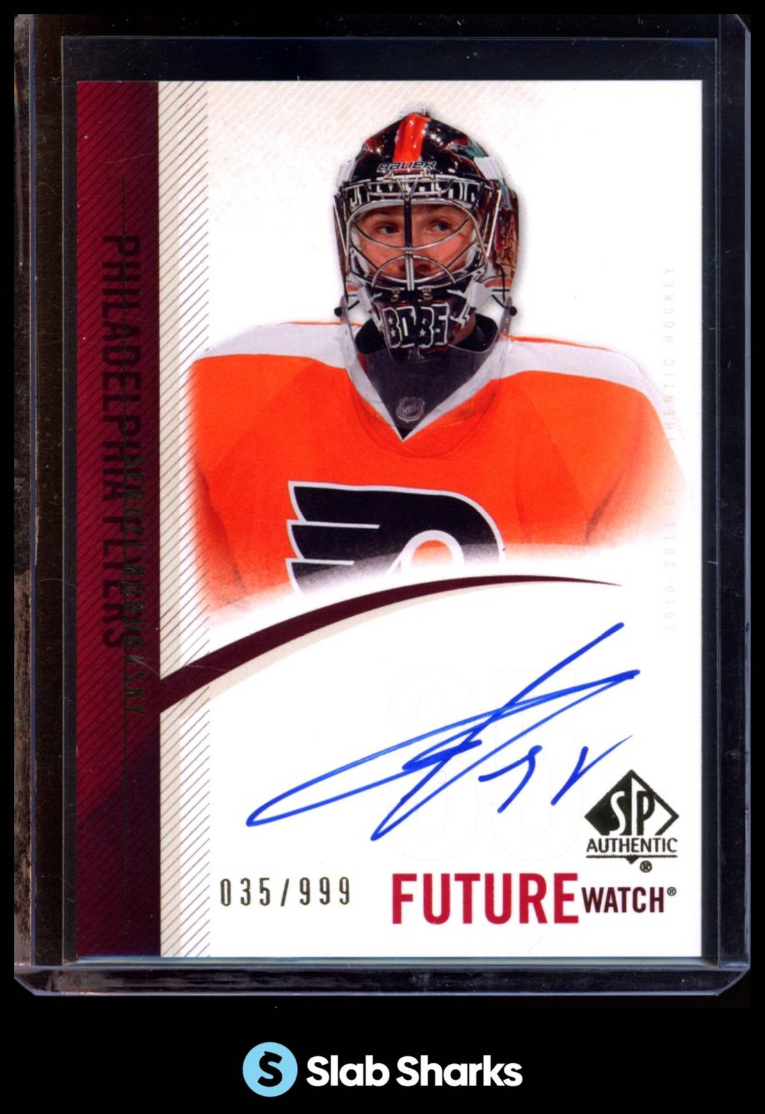 2010 SP AUTHENTIC #259 SERGEI BOBROVSKY AUTO RC FUTURE WATCH ROOKIE /999