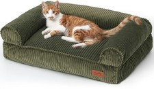FUKUMARU Dog Couch Bed, Corduroy Cozy Cat Bed for Indoor Cats with Washable Cove