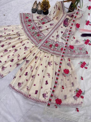 SALWAR KAMEEZ PAKISTANAIS INDIEN MARIAGE FÊTE ROBE BOLLYWOOD COSTUME SHARARA - Photo 3/7