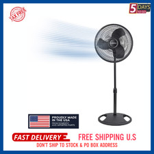 Lasko 16" 3-Speed Adjustable Oscillating Pedestal Fan, Black, S16500 New