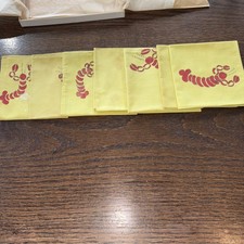 Cocktail Napkins 6 Yellow With Hand Hemmed Edge And Hand PaintedDesign 10“ x 10“