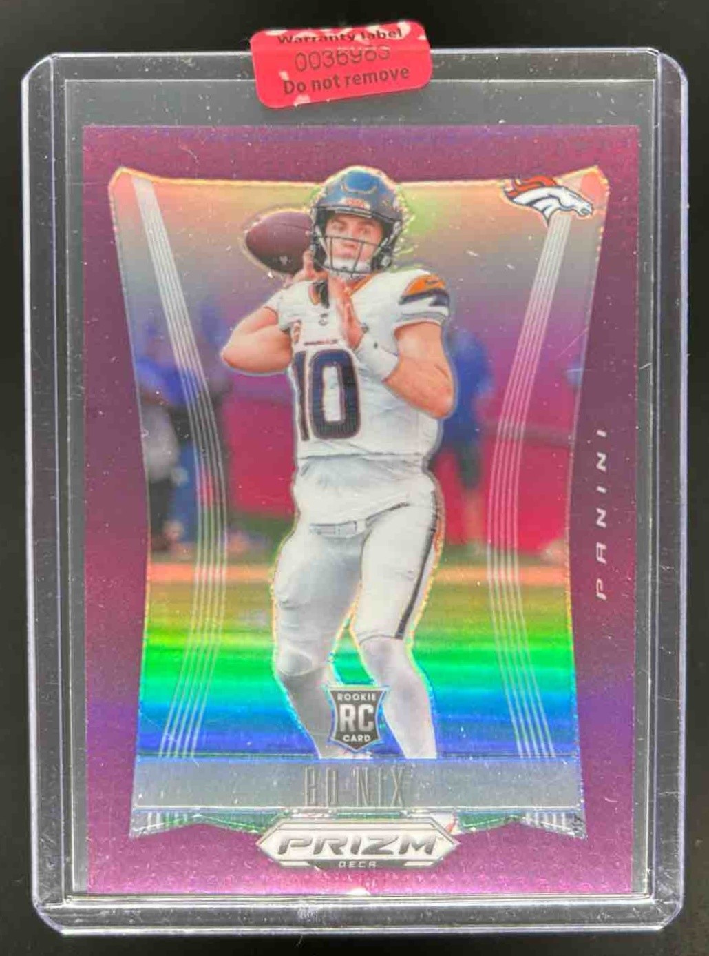 2024 Prizm Deca Bo Nix RC Purple Rookie #72/99 Broncos