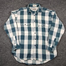 Vintage 90s Levis Plaid Flannel Shirt Mens L Green Cotton Button Up WPL 423