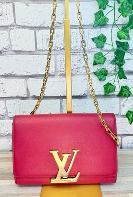 Louis Vuitton Calfskin Leather Chain Louise MM Shoulder Clutch Bag  