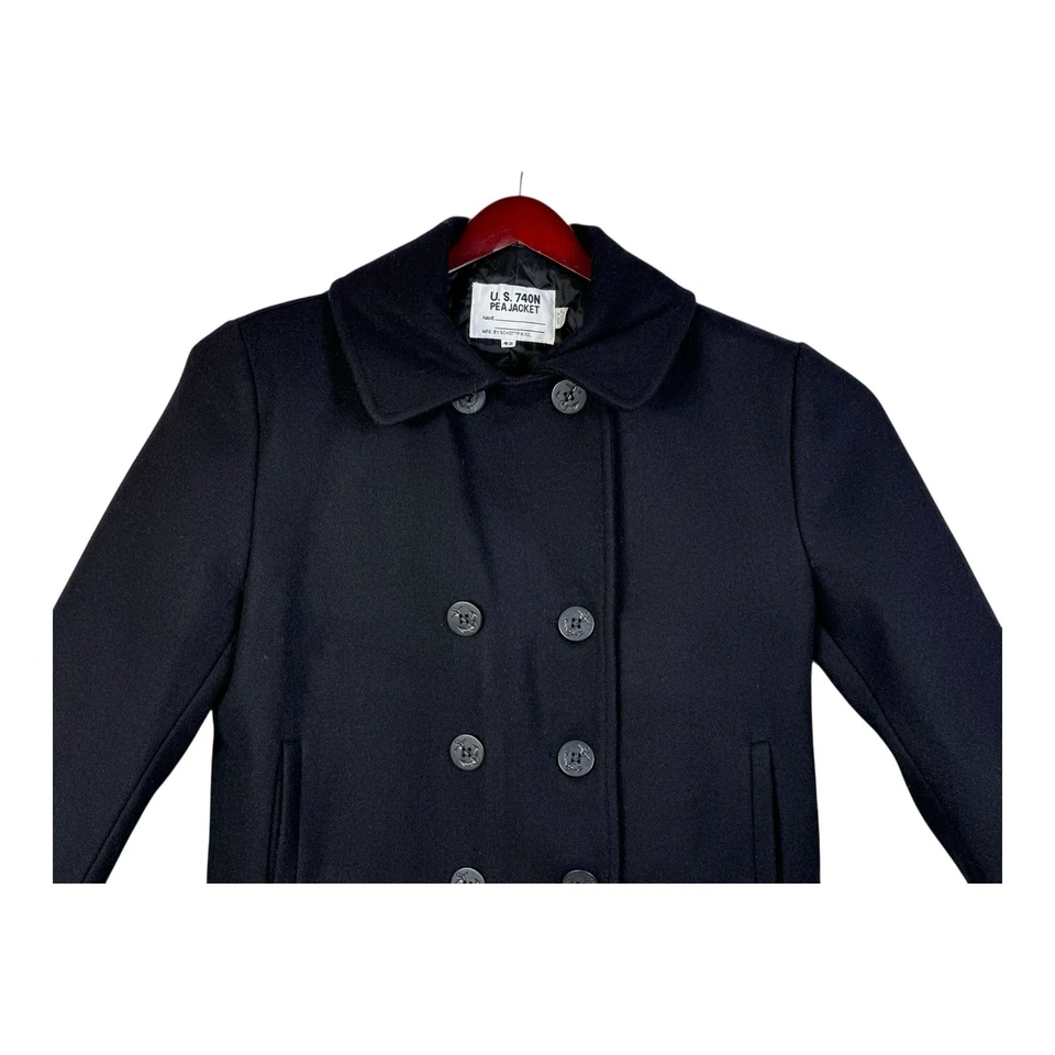 Chaqueta de Colección Schott Bros US 740N Pea Para Hombres 42 Lana Negra Hecha en EE. UU. Foto 2 de 4