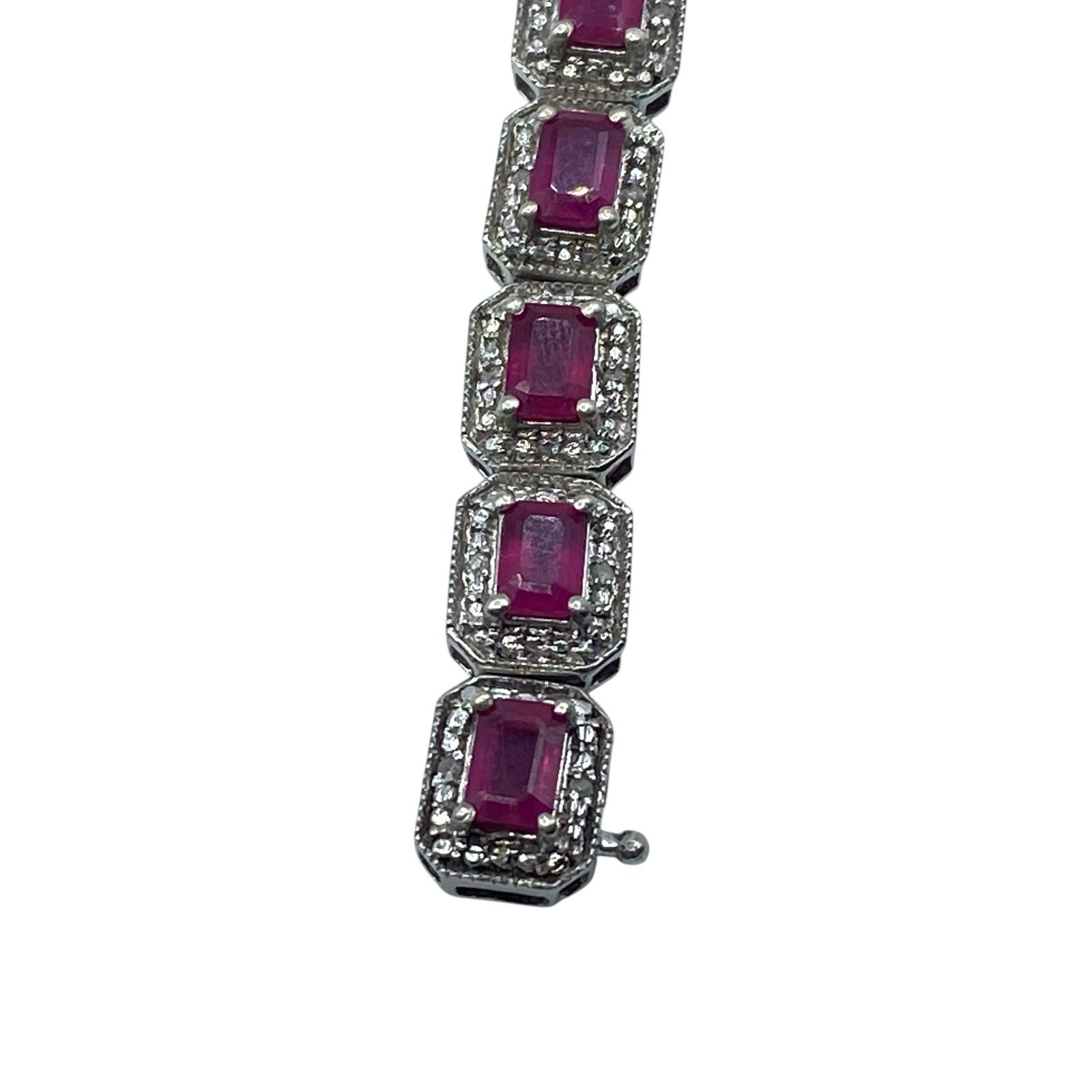 Sterling Silver Lab Created Ruby Illusion Tennis … - image 8