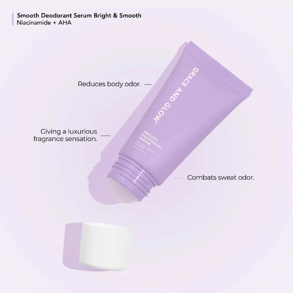 Suero desodorante suave Grace & Glow niacinamida AHA ilumina las axilas 50 ml Foto 3 de 4