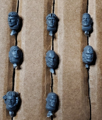 Warhammer 40K Space Marines Black Templar Primaris Helmetless Heads - 8 Pcs