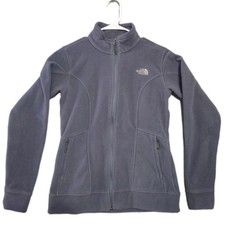 The North Face Fleece Jacket Womens Medium Blue Full Zip Mock Neck Outdoor Camp