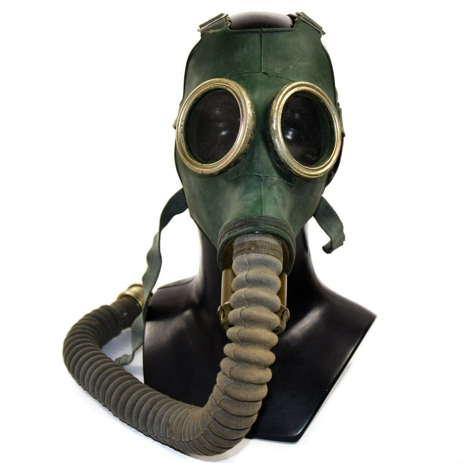 Cold war Soviet military gas mask GP-4 with hose Green rubber Face mask MEDIUM