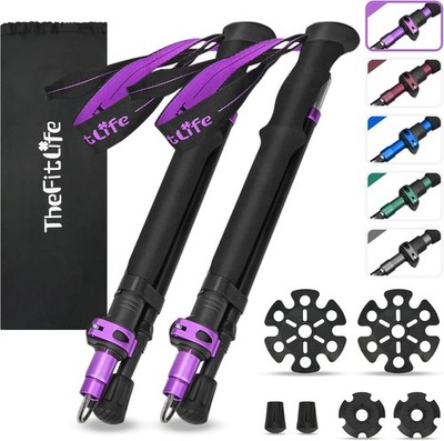 Collapsible Trekking Poles for Hiking   Lightweight Folding Walking Sticks for