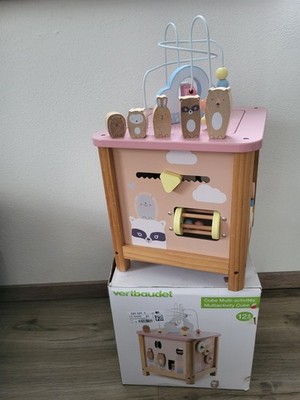 Vertbaudet Motorikwürfel rosa Waldtiere neuwertig OVP Motorik Schleife Kleinkind