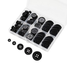 Black Round Sewing Buttons 100 Pcs Set for Clothes, Size Sewing Buttons, Round