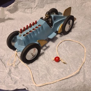 Piston Golden Arrow Race Car 12Cy Animated Flames Racer Blue Cast Iron 10” REPO
