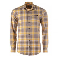 Tagart Herren Flanellhemd S, Gelb-Braunes Karo