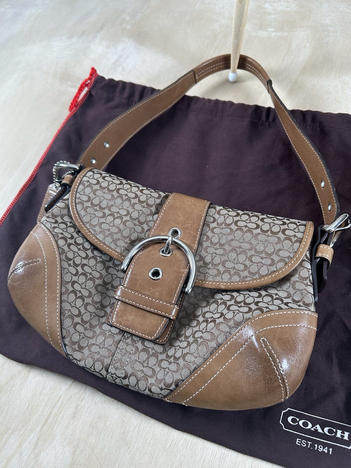 Coach 6818 SMALL Vintage Soho British Tan Leather & Signature C Canvas Bag