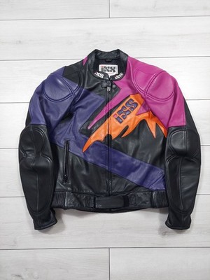 IXS Vintage Leather Motorcycle Jacket with Multicolor Accents Size 50