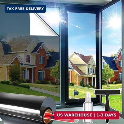 Window Privacy Film One Way Sun Heat UV Blocking, 17.5'' x 78.7'' | Reflective Win