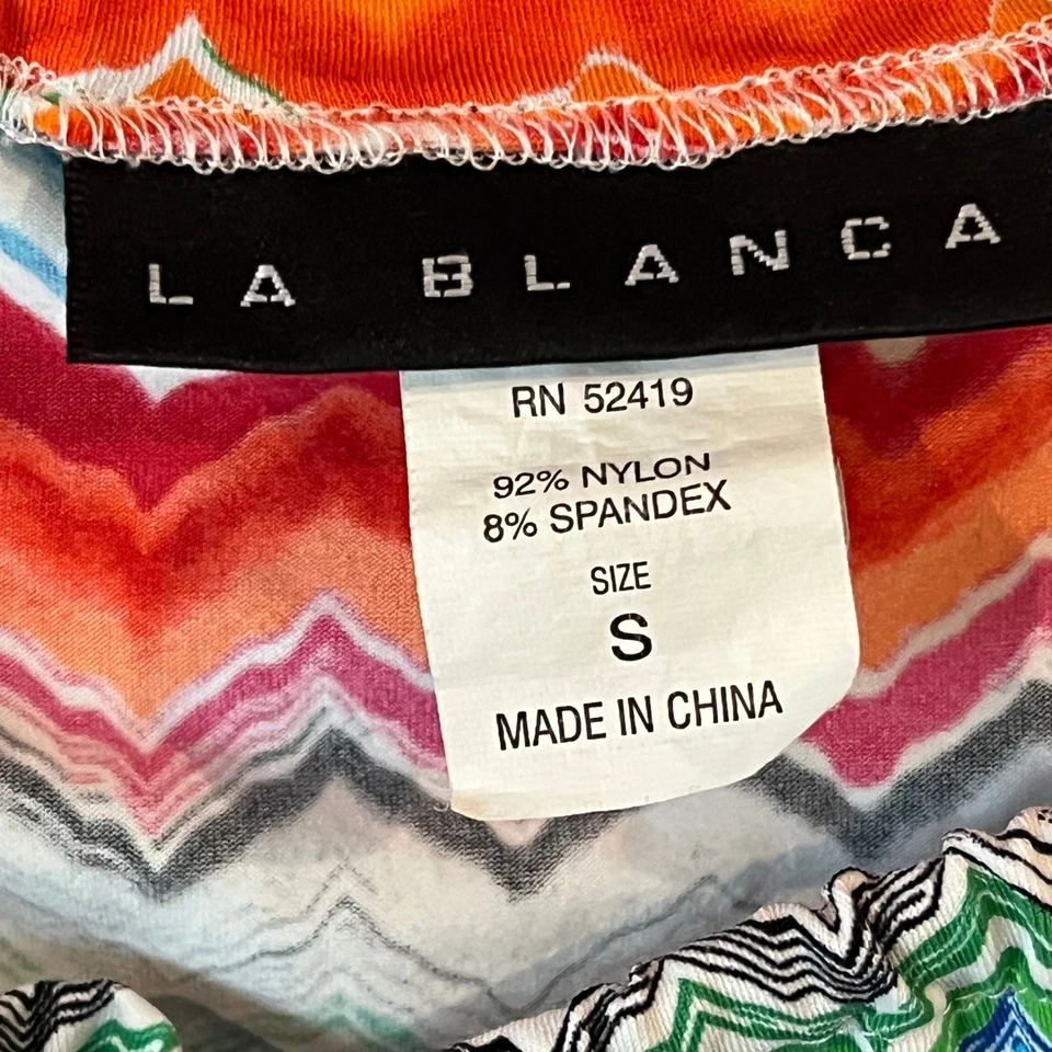 Vestido de praia feminino La Blanca cintura borrada cobertura multicolorido Chevron P - Imagem 2 de 4