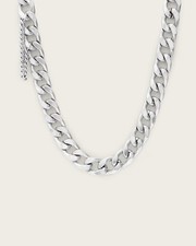 AllSaints Nya Hexagon Silver Tone Chain Choker Necklace Brand New With Tag