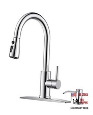 Kitchen Faucets with Soap Dispenser and Pull Down Sprayer, Bar Chrome Classic