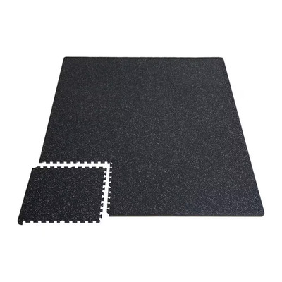 Gym Floor Mats, Black and White, 25 In. W X 25 In. L X 0.56 In. T, Rubber Top wi