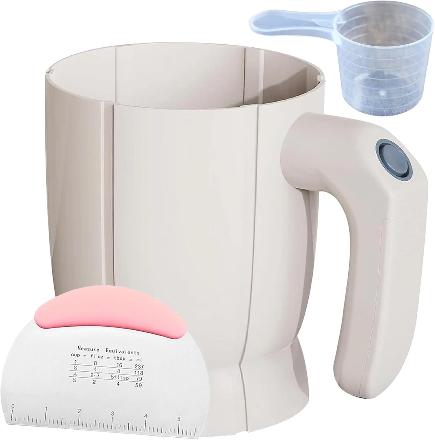Electric Flour Sifter with Dough Scraper and Spoon, 4 Cup Capacity...