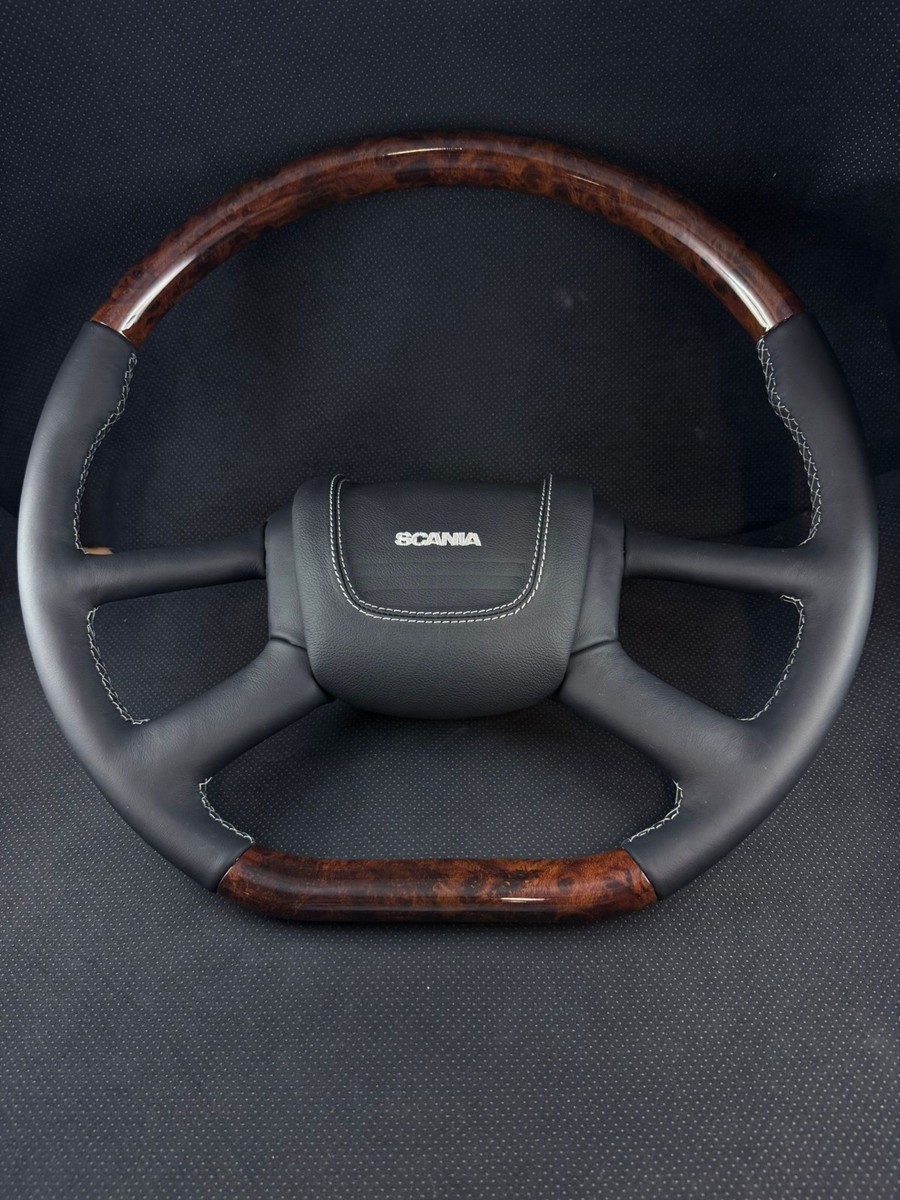 STEERING WHEEL For SCANIA 4 FLAT CUSTOM NEW LEATHER WOOD | eBay