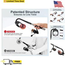 Fishing Line Spooler Spinning Reel System Auto Spool Holder for Smooth Spooling