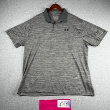 Under Armour Performance Polo Shirt 2 XL Gray Heather Stretch Casual Logo Mens
