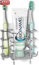 Self Adhesive Toothbrush Holder for Shower, Stainless Steel Toothpaste Organizer