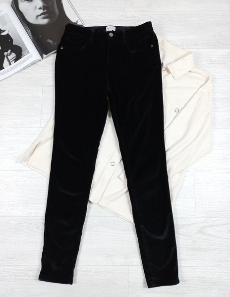 Women French Connection Trousers Black Velvet 36 /