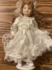Vintage Porcelain 6 " Doll Jointed Arms Legs Head W/Stand