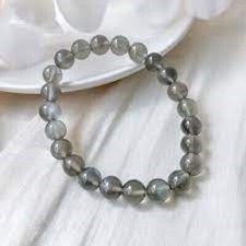 Grey Moonstone beaded bracelet Stretch Elastic Handmade Gemstone Beds Reiki