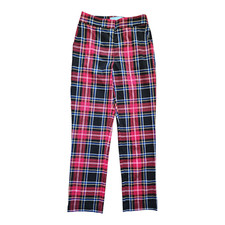 DRAPER JAMES RSVP Women s Plaid Straight-Leg Pants- Size XS- Black/Red- NEW NWT